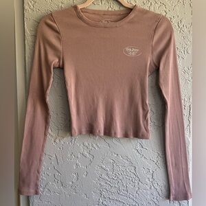 Bdg Jeans Pink Ribbed Long Sleeve Top